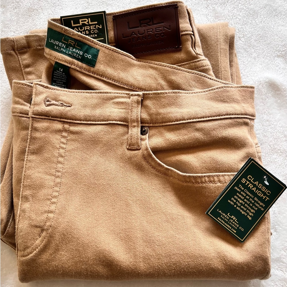 NWT, RALPH LAUREN JEANS CO. Classic Strait womens size 14 super soft jeans!